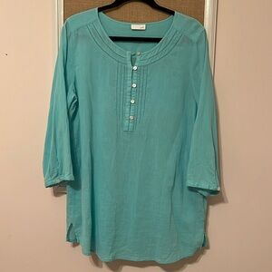 Blue tunic top. J.Jill. Size large.